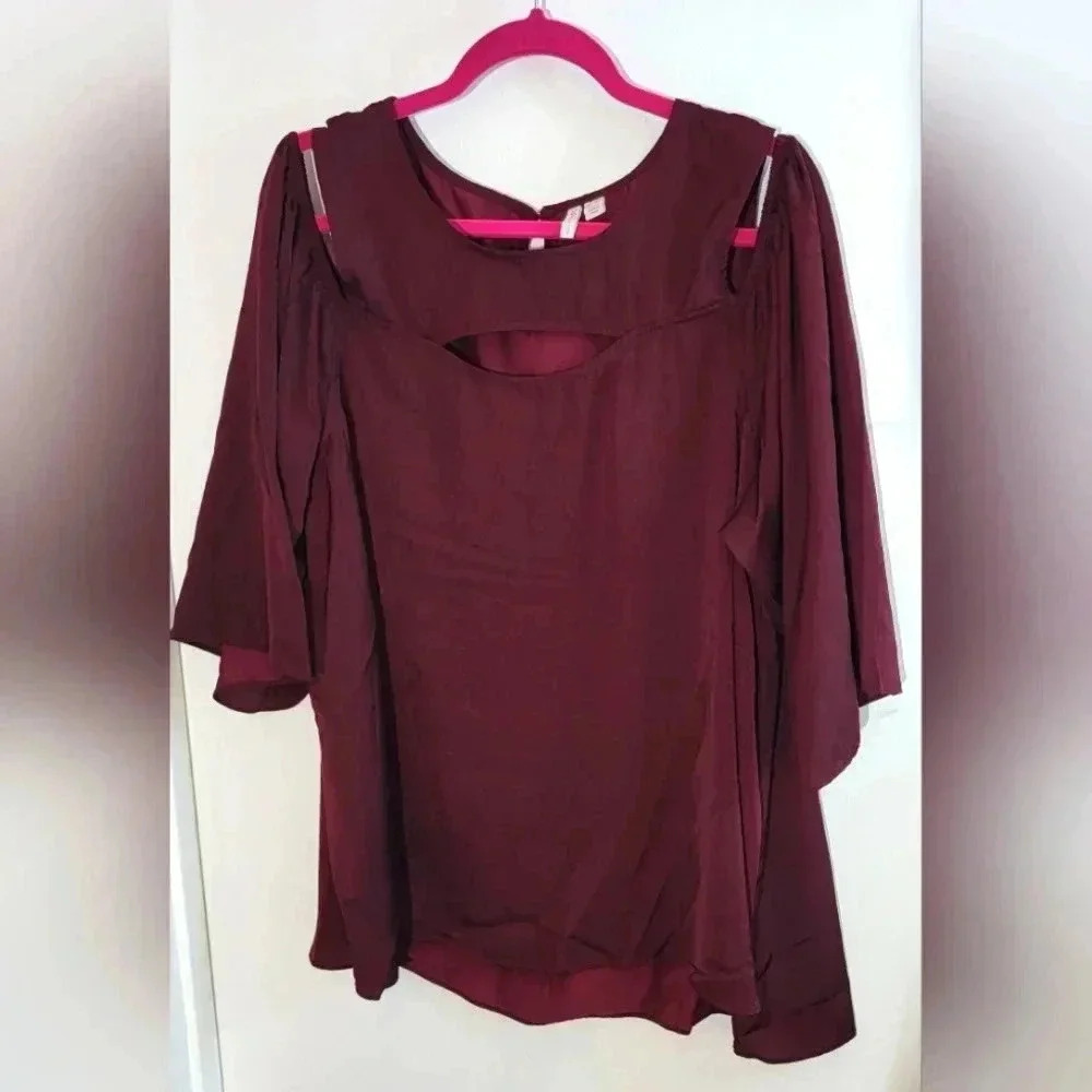 Cato Cold Shoulder Burgundy Top